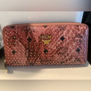 🐍 MCM STUDDED PYTHON PRINT WALLET IN VISETOS